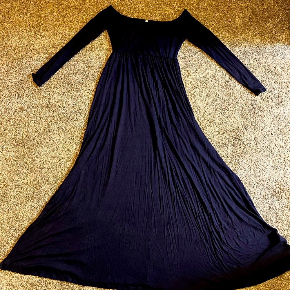 PinkBlush Size Small Navy Off Shoulder Long Maxi Maternity Dress